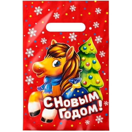 Пакет с прорубной ручкой ПВД 20х30 (30 мкм) Жеребенок (100/2000 шт.) Интерпак СИМВОЛ ГОДА в Екатеринбург — Uralhoz.ru