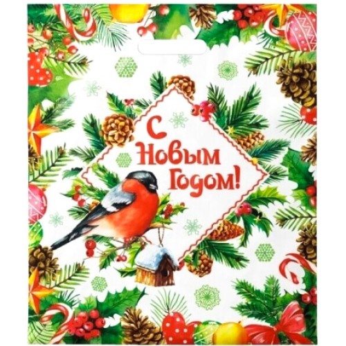 Пакет с прорубной ручкой ПВД 40х47 (45 мкм) Снегирь (50/500 шт.) Интерпак в Екатеринбург — Uralhoz.ru