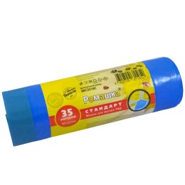 Мешок д/мусора ПВД 35 л (10 шт.) рулон с завязками синий СТАНДАРТ (1/24 шт.) ЗВС3510С