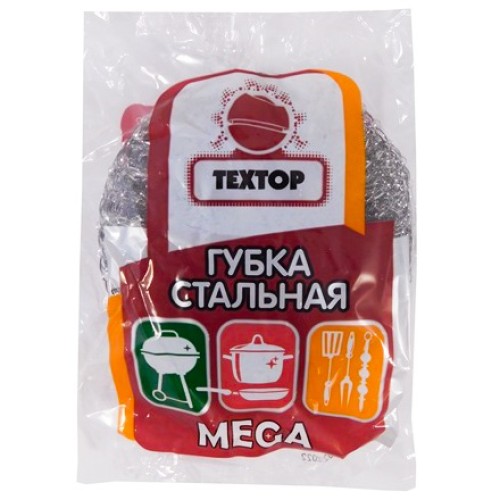 Губка металлическая  (1 шт.) 40 г в инд. упаковке Textop (1/120 шт.) Т012 в Екатеринбург — Uralhoz.ru