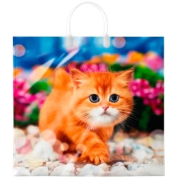 Пакет с пластиковой ручкой ПВД 38х35 (90 мкм) Пушок лам. (10/100 шт.) Интерпак