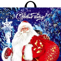 Пакет с петлевой ручкой ПВД 60х50 (70 мкм) Новогодний визит (25/250 шт.) Интерпак