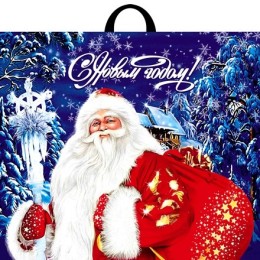 Пакет с петлевой ручкой ПВД 60х50 (70 мкм) Новогодний визит (25/250 шт.) Интерпак