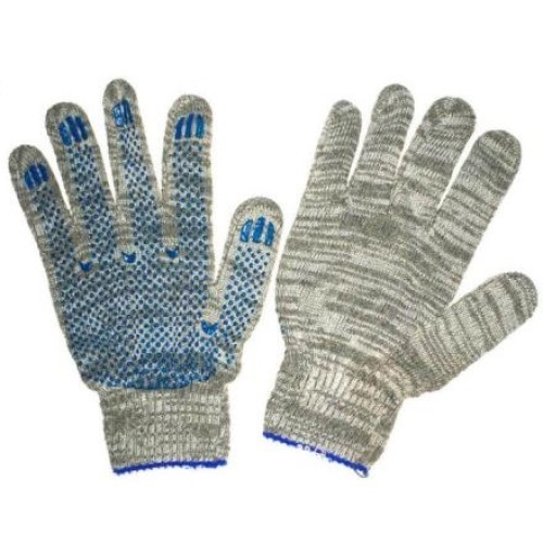 Перчатки х/б с ПВХ 5 нитей (10 пар) серые р-р 9 (1/40 шт.) в Екатеринбург — Uralhoz.ru