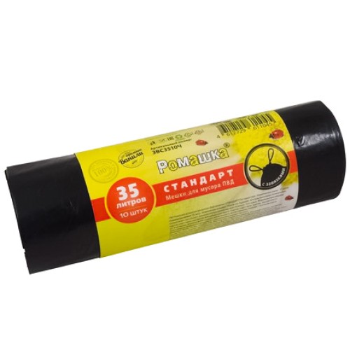 Мешок д/мусора ПВД 35 л (10 шт.) рулон с завязками черный СТАНДАРТ (1/24 шт.) ЗВС3510Ч в Екатеринбург — Uralhoz.ru