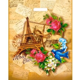 Пакет с прорубной ручкой ПВД 40х50 (80 мкм) Мон шер (50/500 шт.) Интерпак