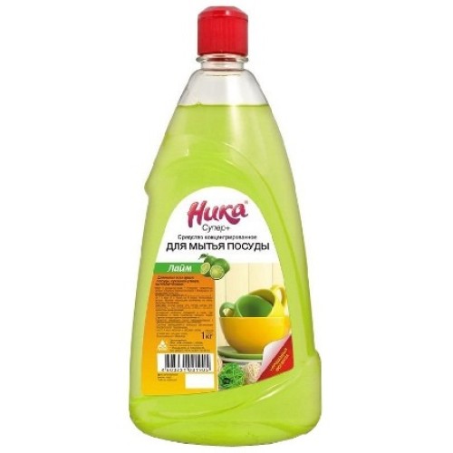 Средство моющее для посуды 1,0 кг Ника-Супер Плюс (1/12 шт.) Фигурная Бутылка в Екатеринбург — Uralhoz.ru