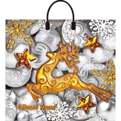 Пакет с пластиковой ручкой ПВД 38х35 (90 мкм) Серебро лам. (10/100 шт.) Интерпак