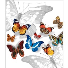 Пакет с прорубной ручкой ПВД 40х47 (45 мкм) Бабочки (50/500 шт.) Интерпак