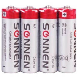 Элемент питания солевой пальч. R6/4S AA SONNEN (4 шт.) (1/6/180 упак.) 451097