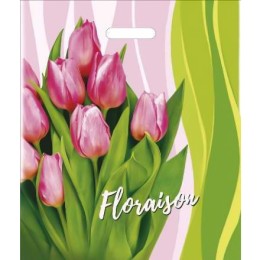 Пакет с прорубной ручкой ПВД 40х47 (45 мкм) Первые цветы (50/500 шт.) Интерпак