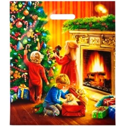 Пакет с прорубной ручкой ПВД 40х47 (45 мкм) Праздник (50/500 шт.) Интерпак