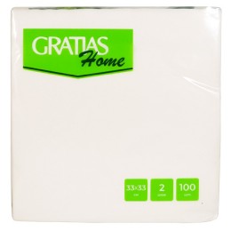 Салфетка 33х33 (2 сл.) 100 белая Gratias (1/20 шт.) АКЦИЯ