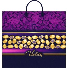 Пакет с пластиковой ручкой ПВД 38х35 (90 мкм) Виолет лам. (10/100 шт.) Интерпак