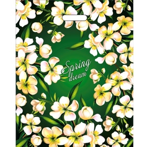 Пакет с прорубной ручкой ПВД 40х50 (80 мкм) Весенний сон (50/500 шт.) Интерпак в Екатеринбург — Uralhoz.ru