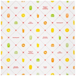 Бумага оберточная пищевая 300х300 Счастье есть Жиростойкая (500/2000 шт.) 108-089