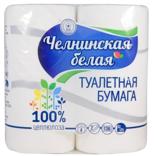 Туалетная бумага 2 сл. 4 шт. Челнинская Белая (1/12 шт.) в Екатеринбург — Uralhoz.ru