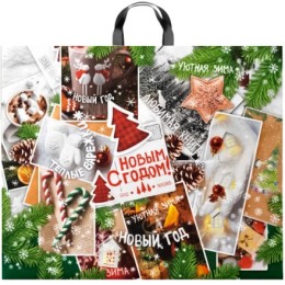 Пакет с петлевой ручкой ПВД 60х50 (70 мкм) Время чудес (25/250 шт.) Интерпак