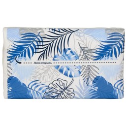 Салфетка V-сложение 21х18 (2 сл.) 200 л.Gratias Пальмы голубые Non Stop белая (1/25 шт.) АКЦИЯ