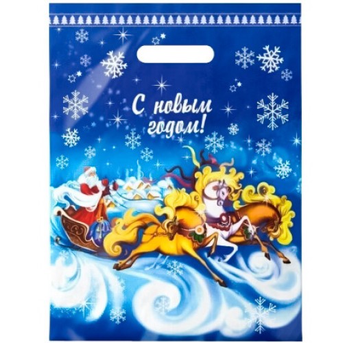 Пакет с прорубной ручкой ПВД 30х40 (35 мкм) Зимняя дорога (50/1000 шт.) Интерпак в Екатеринбург — Uralhoz.ru