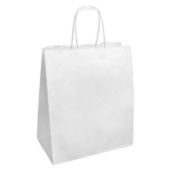 Пакет бумажный с кручеными ручками 240х140х280 Белый 80 г (300 шт.) 108-047