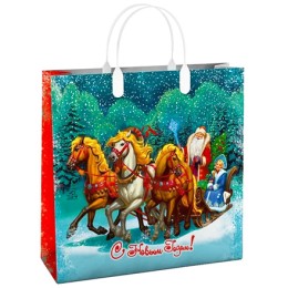 Пакет мягкий пластик 30х30 (150 мкм) Везем подарки лам. (10/40 шт.) Интерпак