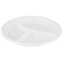 Тарелка D205 (3-секц.) ПС белая (100/1800 шт.) ПолиЭР