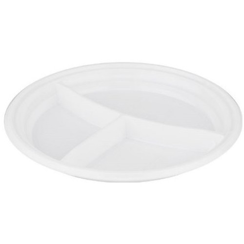 Тарелка D205 (3-секц.) ПС белая (100/1800 шт.) ПолиЭР в Екатеринбург — Uralhoz.ru