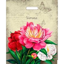 Пакет с прорубной ручкой ПВД 38х47 (60 мкм) Верона лам. (50/500 шт.) Интерпак