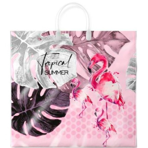 Пакет с пластиковой ручкой ПВД 38х35 (90 мкм) Фламинго лам. (10/100 шт.) Интерпак в Екатеринбург — Uralhoz.ru