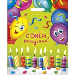 Пакет с прорубной ручкой ПВД 38х47 (60 мкм) Счастливый день лам. (50/500 шт.) Интерпак