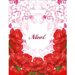 Пакет с прорубной ручкой ПВД 31х40 (60 мкм) Николь лам. (50/500 шт.) Интерпак