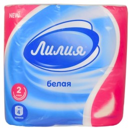 Туалетная бумага 2 сл. 4 шт. Лилия Белая (1/12 шт.) 5604