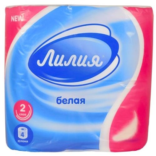 Туалетная бумага 2 сл. 4 шт. Лилия Белая (1/12 шт.) 5604 в Екатеринбург — Uralhoz.ru