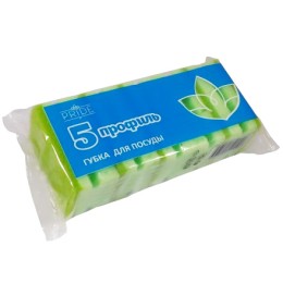 Губка д/посуды ПРОФИЛЬНАЯ с чистящим слоем (5 шт.) Прайд 85х60х40 (1/40 шт.)