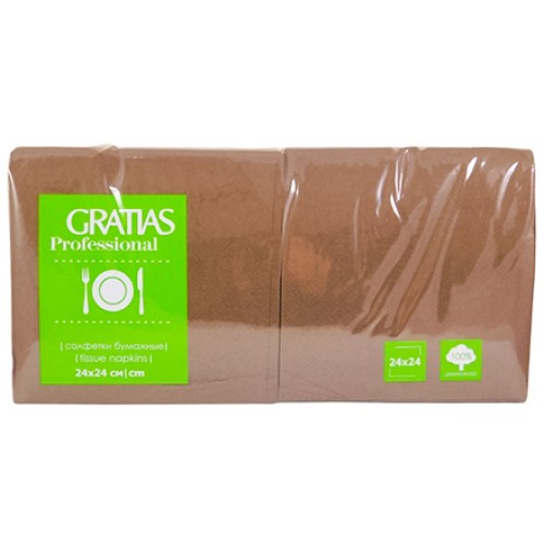 Салфетка 24х24 (1 сл.) 400 коричневая/шоколад Бигпак Интенсив Gratias (1/12 шт.) в Екатеринбург — Uralhoz.ru