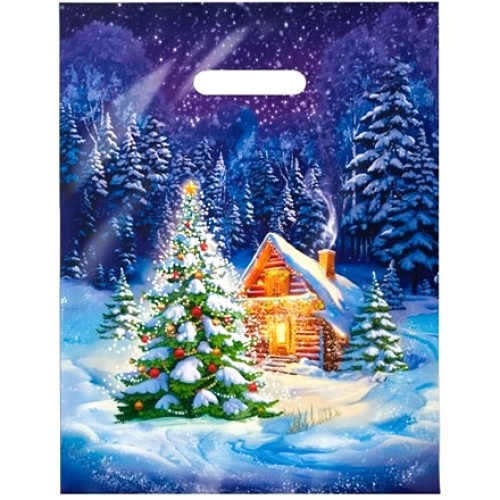 Пакет с прорубной ручкой ПВД 31х40 (60 мкм) Ночное чудо лам. (50/500 шт.) Интерпак в Екатеринбург — Uralhoz.ru