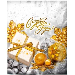 Пакет с прорубной ручкой ПВД 38х47 (60 мкм) Праздничный час (50/500 шт.) Интерпак