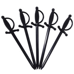Пики пласт. Меч ЧЕРНЫЙ 70 мм (250 шт.) в ПАКЕТЕ (1/25 шт.)