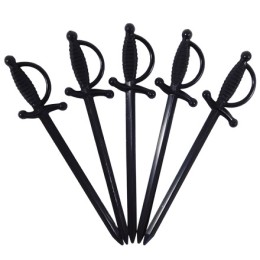 Пики пласт. Меч ЧЕРНЫЙ 70 мм (250 шт.) в ПАКЕТЕ (1/25 шт.)