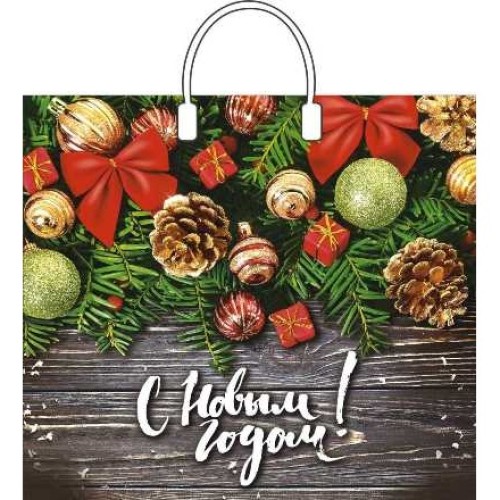 Пакет с пластиковой ручкой ПВД 38х35 (90 мкм) Рождественские бантики лам. (10/100 шт.) Интерпак в Екатеринбург — Uralhoz.ru