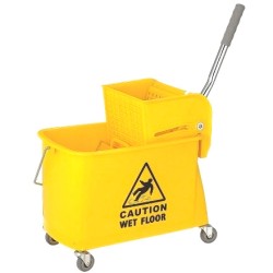 Уборочная тележка одноведерная 20 л с отжимом на колесах ЖЁЛТАЯ (1 шт.)