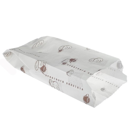 Пакет бумажный 260х90+40 белый с печатью Приятного аппетита (2000 шт.) в Екатеринбург — Uralhoz.ru