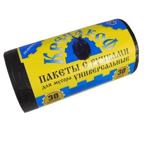 Мешок д/мусора ПНД 30 л (30 шт.) рулон с ручками черный КРЕПАКОФ (1/50 шт.) в Екатеринбург — Uralhoz.ru