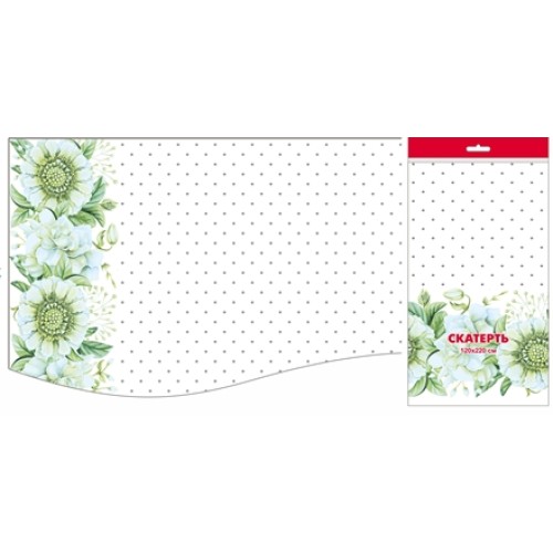 Скатерть ПВД 120х220 (35 мкм) Вербена (1/50 шт.) Интерпак в Екатеринбург — Uralhoz.ru