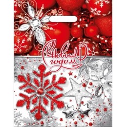 Пакет с прорубной ручкой ПВД 31х40 (60 мкм) Ледяной бисер лам. (50/500 шт.) Интерпак