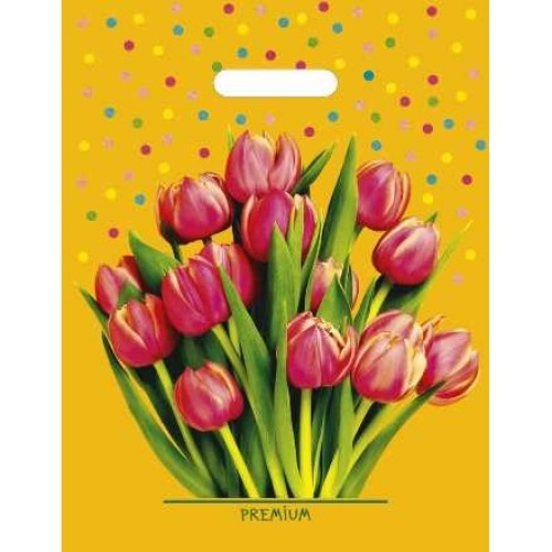 Пакет с прорубной ручкой ПВД 31х40 (60 мкм) Солнечный букет (50/500 шт.) Интерпак в Екатеринбург — Uralhoz.ru