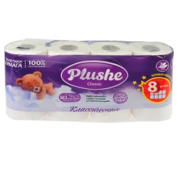 Туалетная бумага 2 сл. 8 шт. Plushe Classic Белая (1/8 шт.)