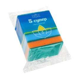 Губка д/посуды Супер с чистящим слоем (5 шт.) Прайд 100х70х25 (1/30 шт.)