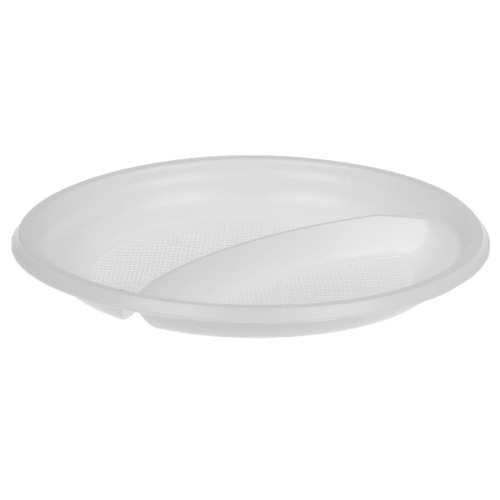 Тарелка D205 (2-секц.) ПС белая (50/2100 шт.) Чайковский пластик в Екатеринбург — Uralhoz.ru